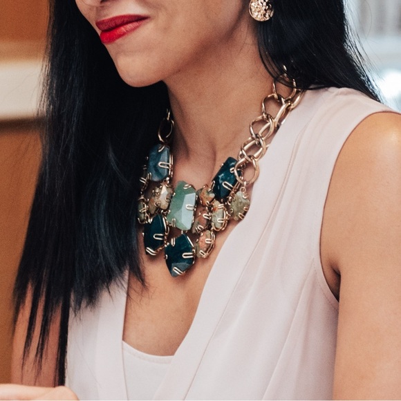 Statement Green BCBG necklace with Gold Hardware - Picture 12 of 12